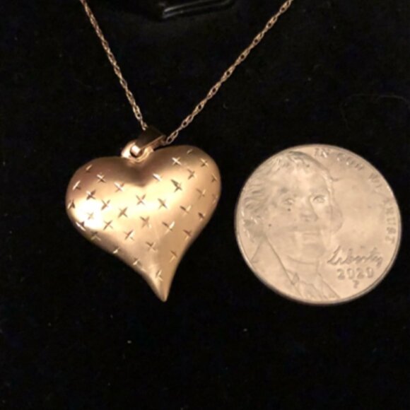 14K Yellow Gold Puffy Heart Pendant and 10K Gold Necklace - Picture 13 of 13